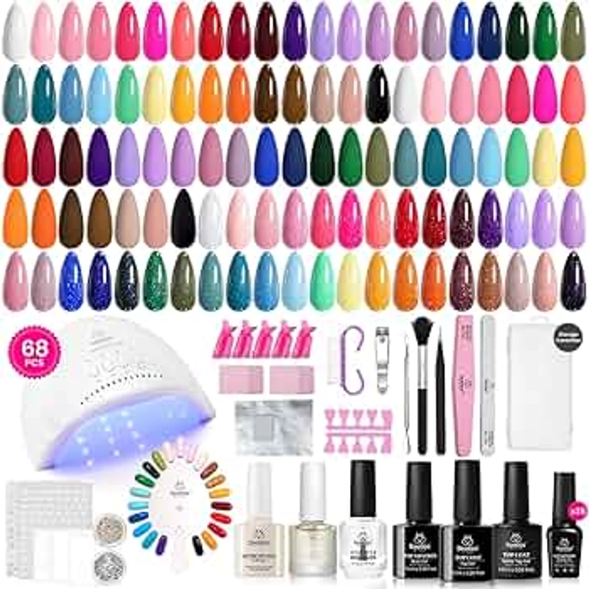 Beetles Gel Nail Polish Kit with U V Light 68 Pcs Emotional Spectrum 35 Colors Gel Polish Nail Kit with Base and Matte&Glossy Top Coat Soak Off All Season Gel Nail Kit Manicure Tools Gifts for Women