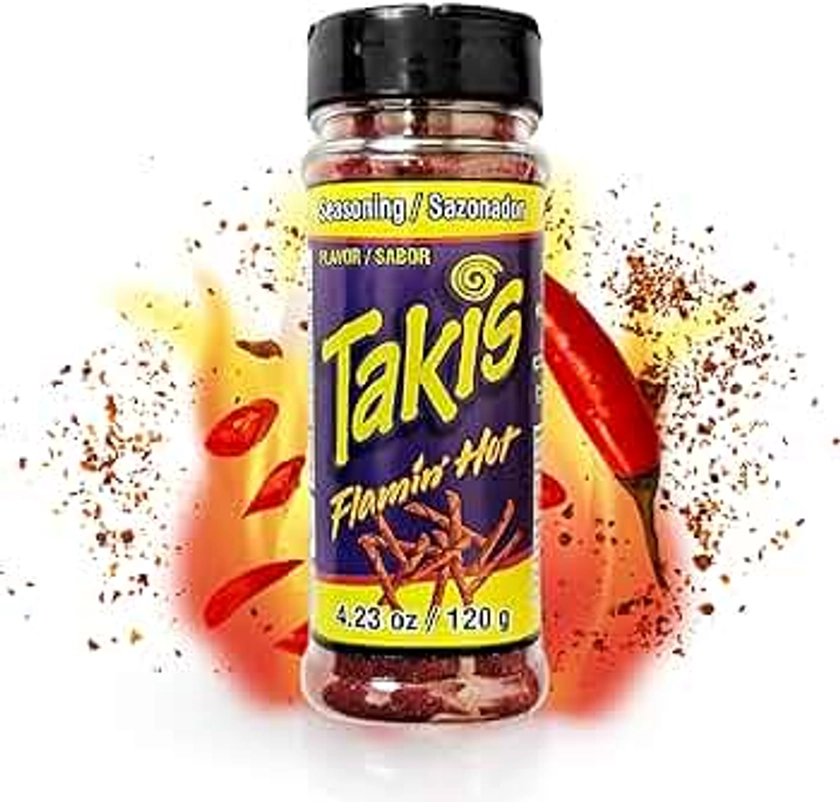 Takis Powder, Takis Flamin' Hot Seasoning Dust 120 gr for Fruit, Popcorn, Corn, Chamoy Pickle Kit, Polvo De Takis Fuego, Chili Powder, Wing Seasoning, Includes TikTok Magnet by Patroclus