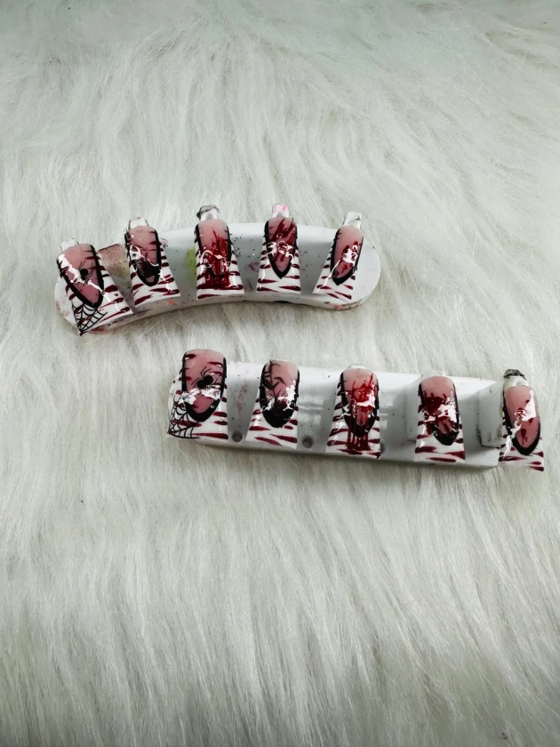 press on nails, long lasting, Halloween themed, duck nails,