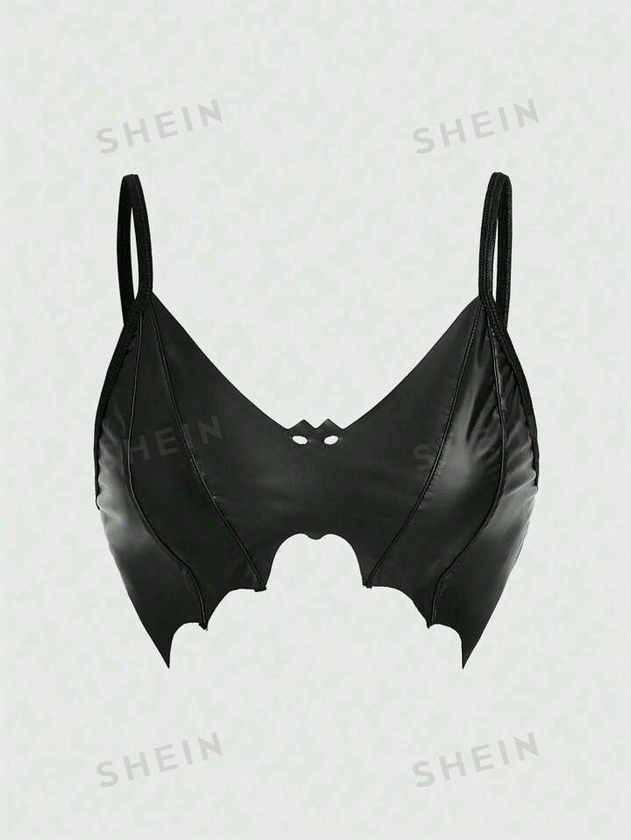 ROMWE Goth Sujetador Bandeau Con Forma De Murciélago Para Mujer