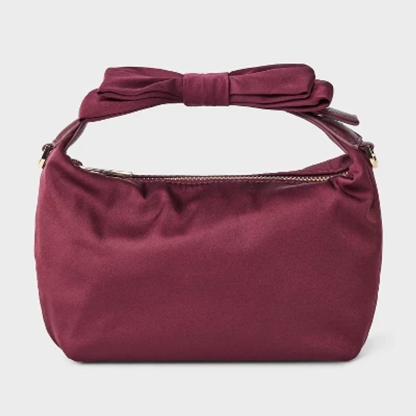 Mini Bow Satin Handbag Clutch - A New Day™ Burgundy