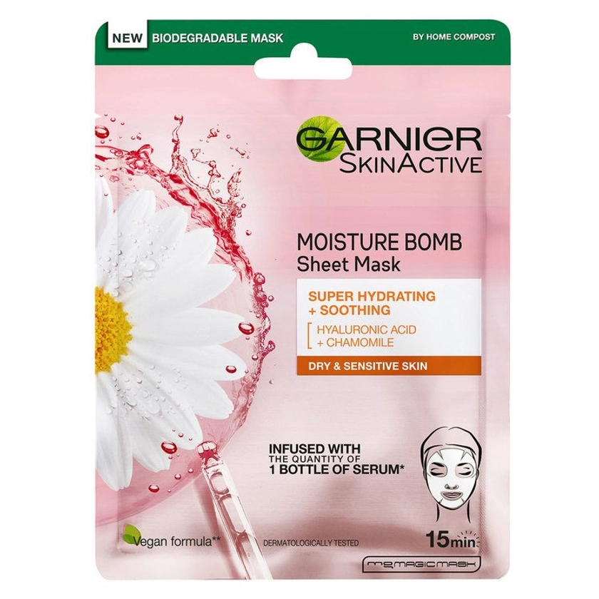 Garnier Tissue Mask Moisture Bomb Super-Hydrating Soothing 28g | Kauneuskauppasi verkossa!