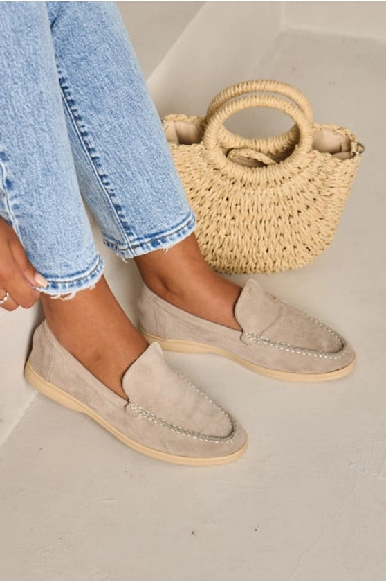 Mocassin en velours gris - Brentiny Paris