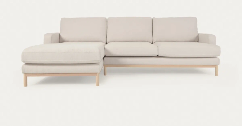 Sofá Mihaela 3 plazas con chaise longue izquierdo de micro bouclé blanco 264 cm | Kave Home®