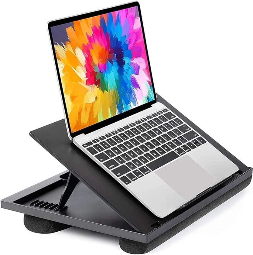 HUANUO Lap Desk, Laptop Tray, Lapdesk with Cushion- Adjustable with 8 Angles, For Notebook, Tablet, Laptop Stand for Desk, Fit up to 15,6", Portable Tray Desk & Suitable for Travel, Work, Home : Amazon.co.uk: Computers & Accessories