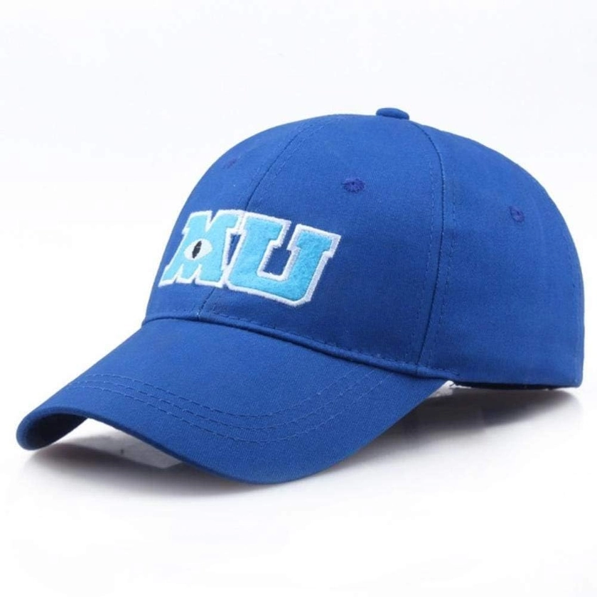 AJSJ 2020 Monsters University Sullivan Sulley Mike Mu Letters Embroidery Baseball Cap Blue One Piece Baseball Caps Sun Hats,Blue