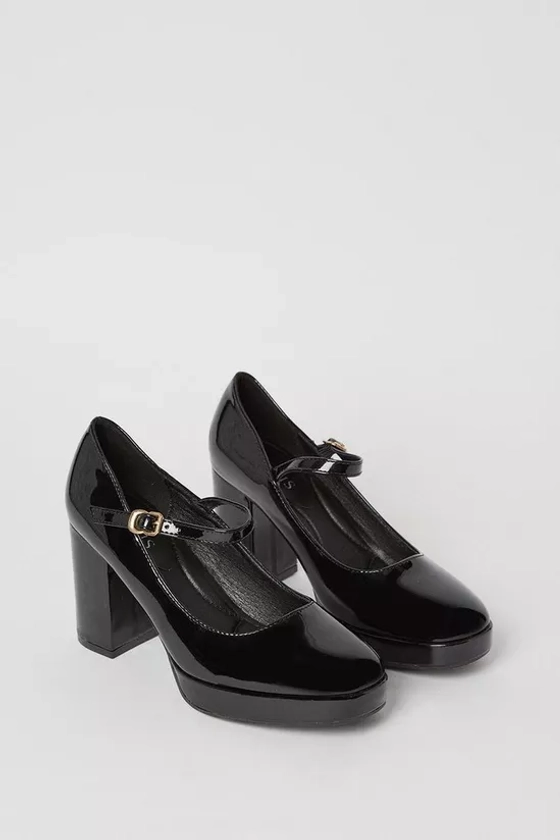 Heels | Vera Patent Platform Mary Jane High Block Heel Court Shoes | Oasis