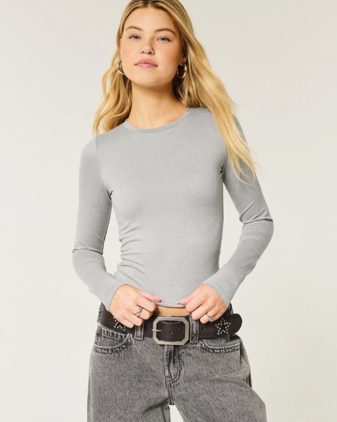 Women's Soft Stretch Seamless Fabric Long-Sleeve Crew Top | Women's | HollisterCo.com