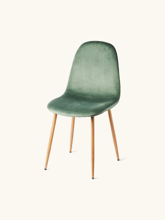 Chaise en velours | Polyester/fer/bois de peuplier/mousse. 40 x 47 x 87 cm. | Pine Green