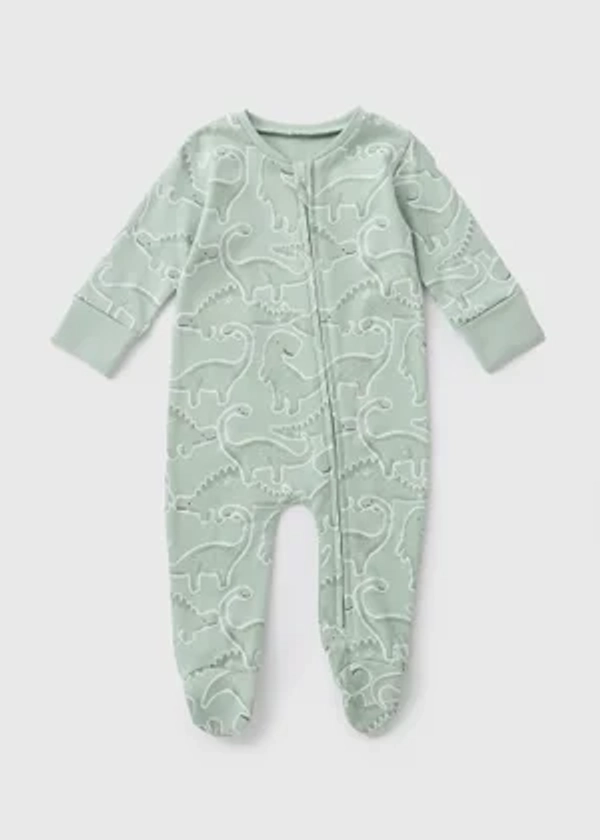 Baby Green Dinosaur Print Sleepsuit (Newborn-18mths)