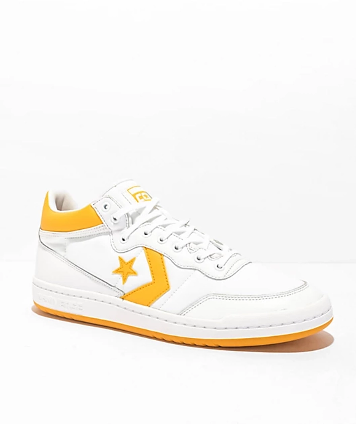 Converse Fastbreak Pro White & Yellow Skate Shoes | Zumiez