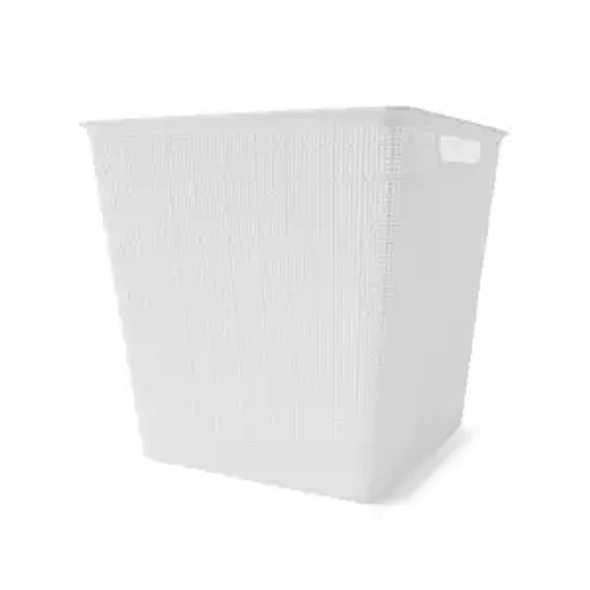 15.5L Linen Weave Rectangle Basket - White