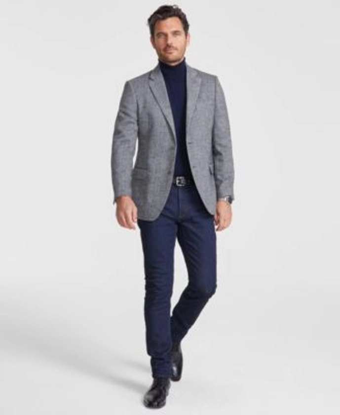 Men's Modern-Fit Solid Herringbone Tweed Sport Coat