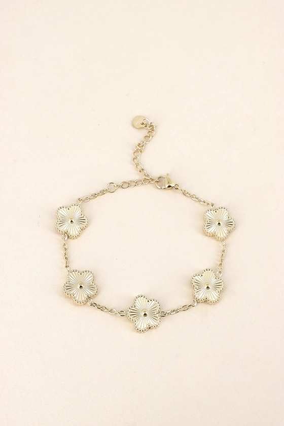 Bracelet chaîne fleurs stylisées