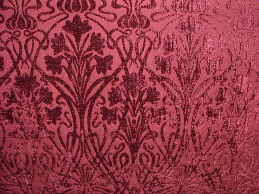 Art Nouveau Carmine Red Thick Chenille Fabric Curtain Upholstery Quilting Morris - Etsy UK