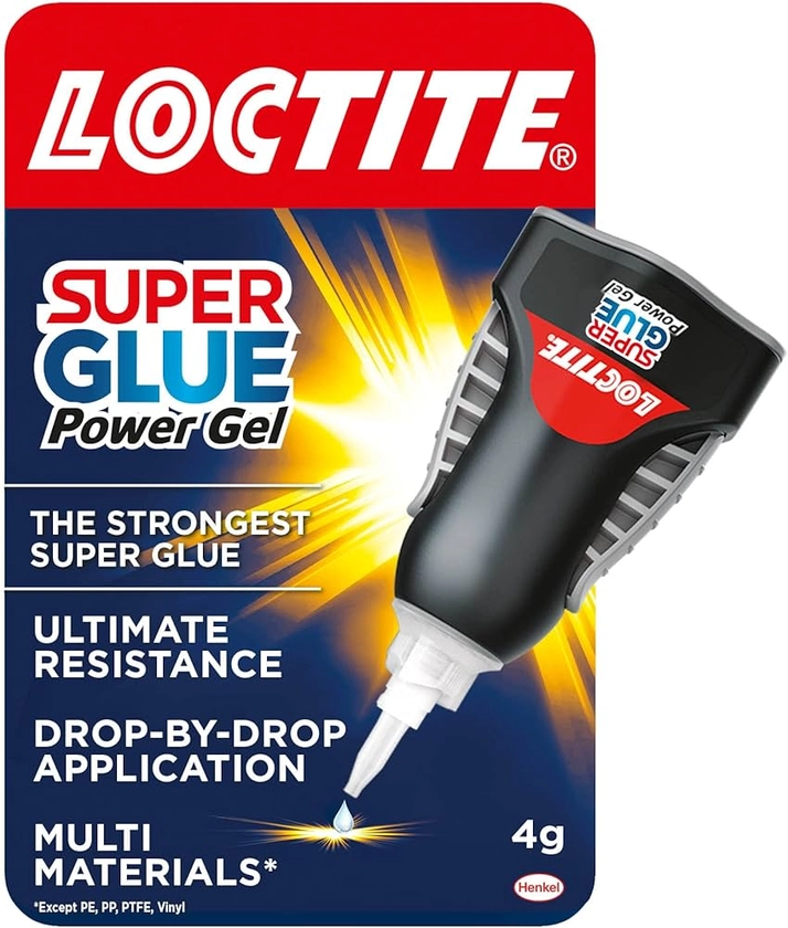 Loctite Super Glue Power Gel, Flexible Super Glue Gel, Superglue with Non-Drip Formula for Vertical Applications, Clear Glue with Precise Nozzle, 1x4g : Amazon.co.uk: DIY & Tools