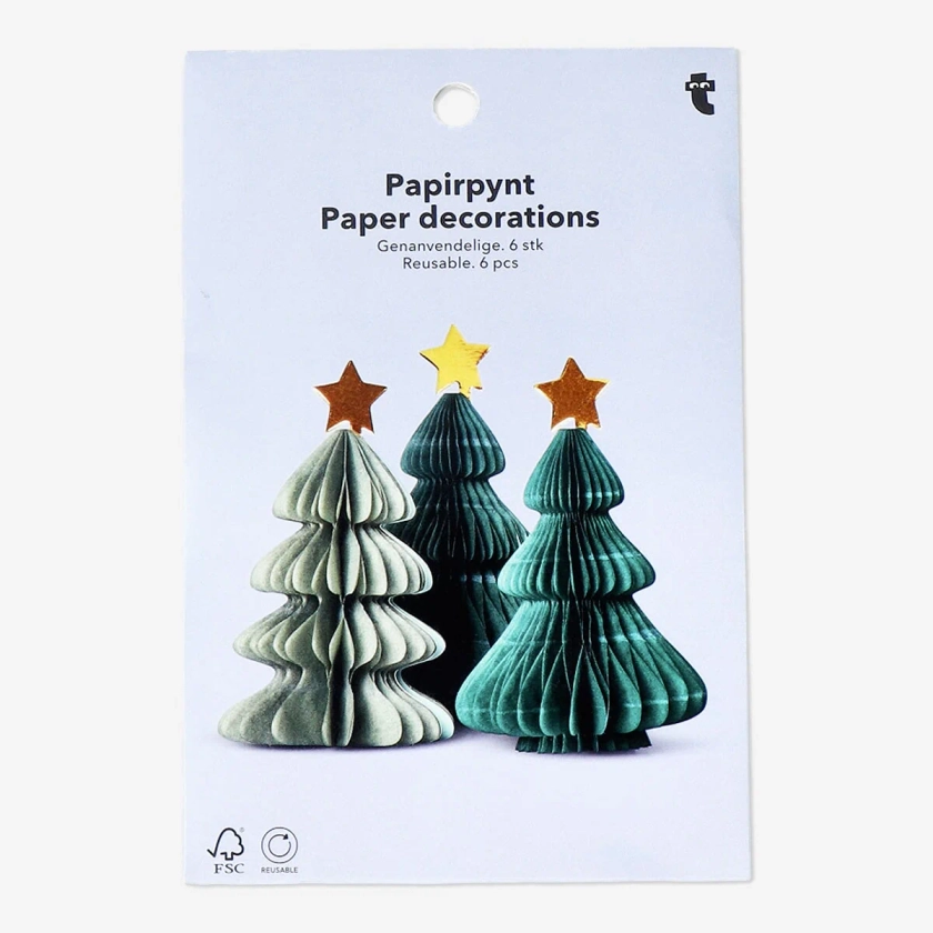 Christmas tree paper decorations - 6 pcs