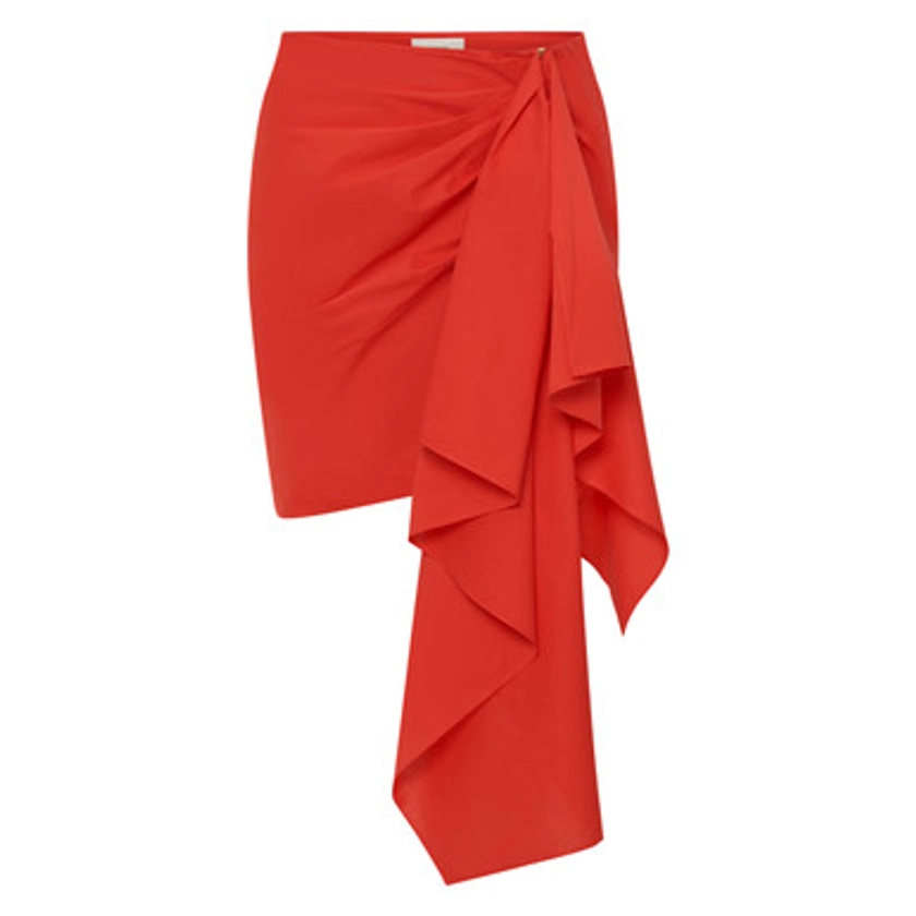 Poplin Short Sarong Skirt - Poppy | Oroton