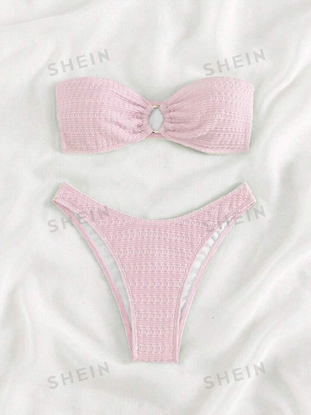 Ring Linked Bandeau Bikini Swimsuit | SHEIN UK