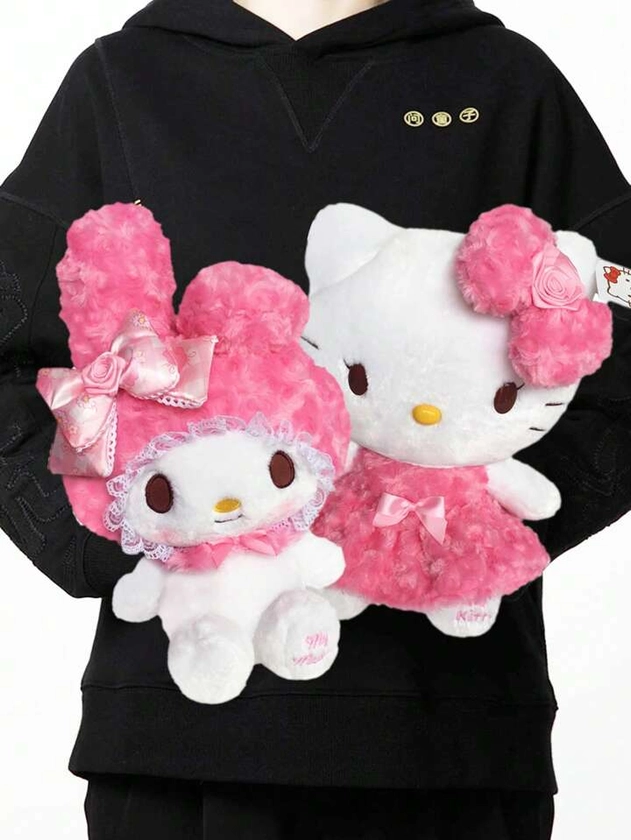 2 piezas/set Juguetes de peluche Sanrio genuinos, figura de personaje de anime Hola Kitty y My Melody, muñeco de gato Kitty Kawaii, decoración de hogar (algunas partes pueden ser al azar)