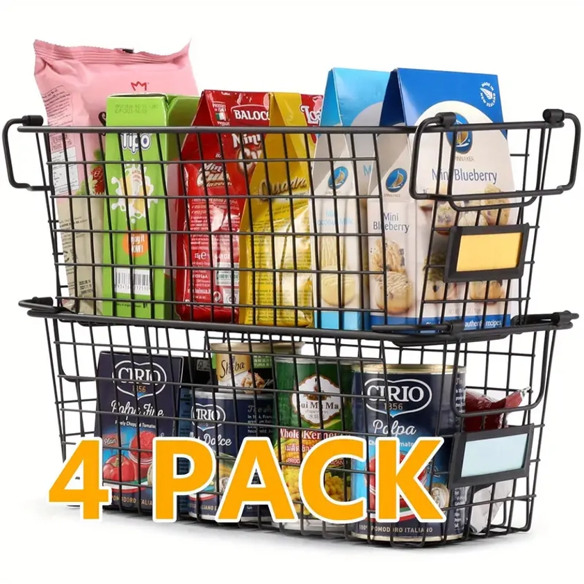 Large Stackable Metal Wire Baskets Pantry Produce Food - Temu United