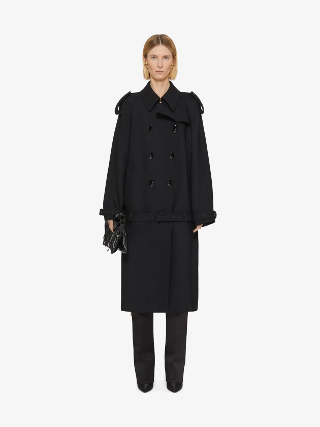 Trench-coat oversize en laine - noir | GIVENCHY FR