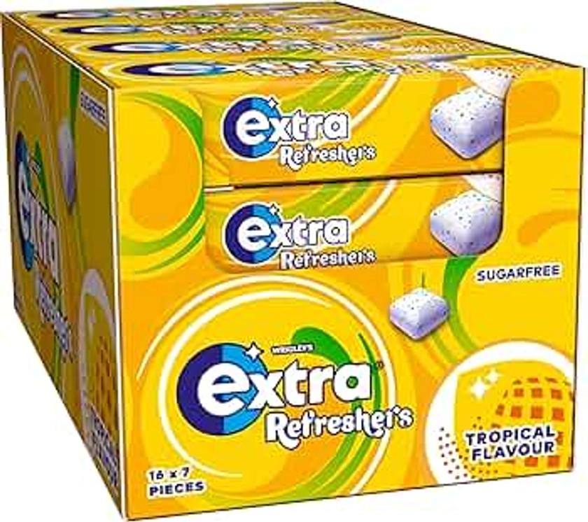 Extra Refreshers Tropical Flavour Sugar Free Chewing Gum Handy Box 7pcs (1x16x24 Packs)