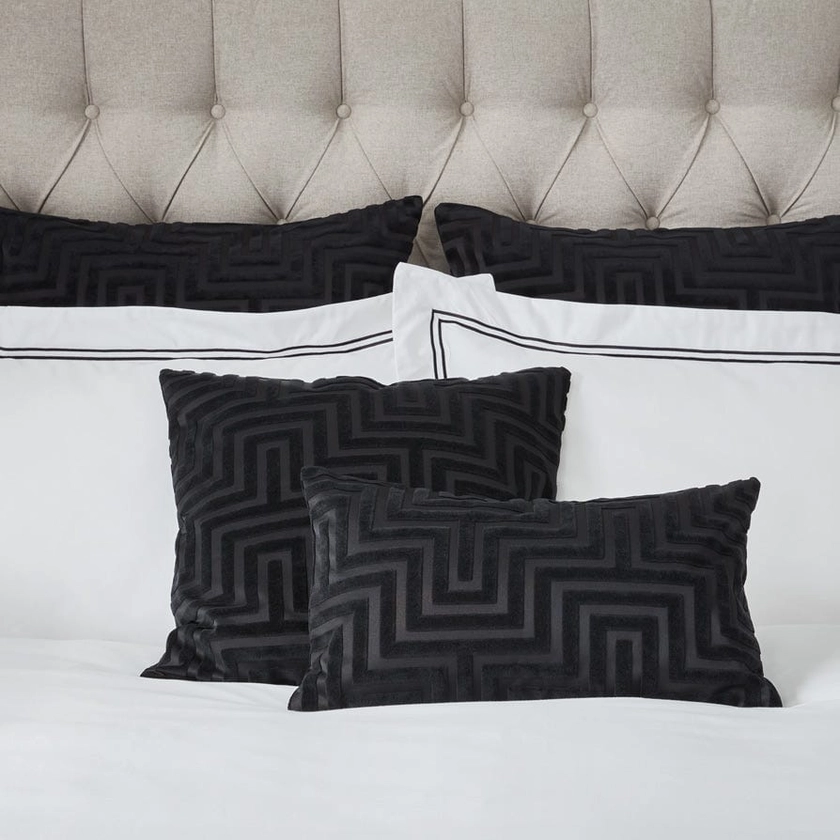 Geo Velvet Cushion Cover - Black