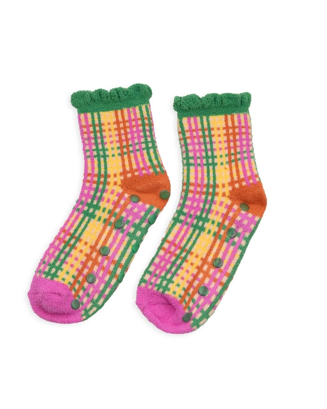 Cozy Grip Socks - Colorful Grid