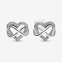Sparkling Infinity Heart Stud Earrings | Pandora UK