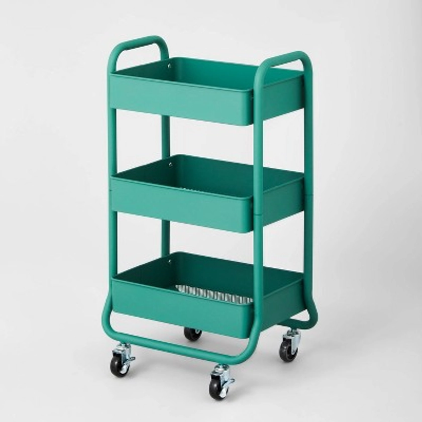 3 Tier Metal Utility Cart Green - Brightroom&#8482;