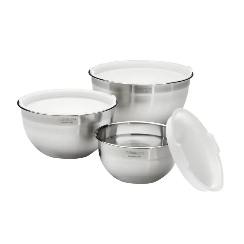 Cuisinart 3-Piece Stainless Steel Mixing Bowl Set with Lids CTG-00-SMB - The Home Depot