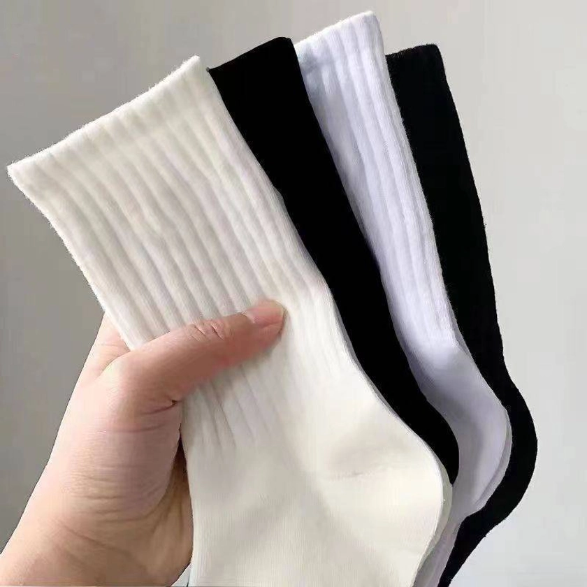 Womens Calf Socks Versatile Solid Color Long Tube Athletic Couple Stockings High Comfort | Free Shipping On Items Shipped From Temu | Temu United Kingdom