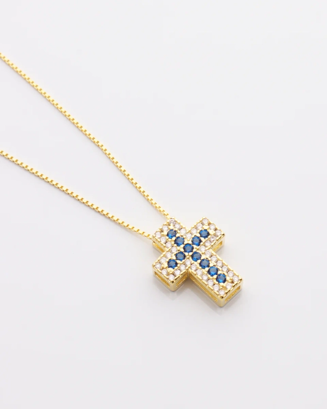 Sapphire CZ Cross Necklace