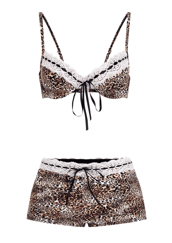 NiiHAi Ltd — LINGERIE BIKINI AND BOOTY SHORTS IN LEOPARD PRINT