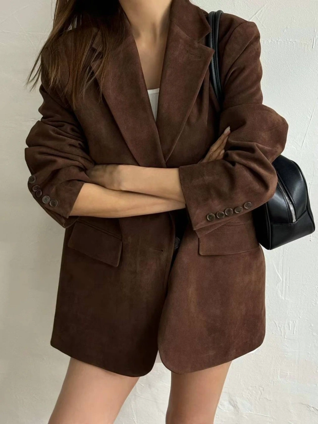 Jeren Faux Suede Jacket Walnut