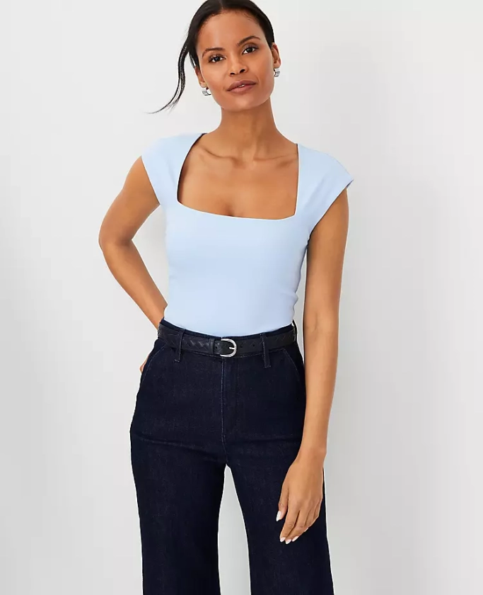 Cap Sleeve Square Neck Top