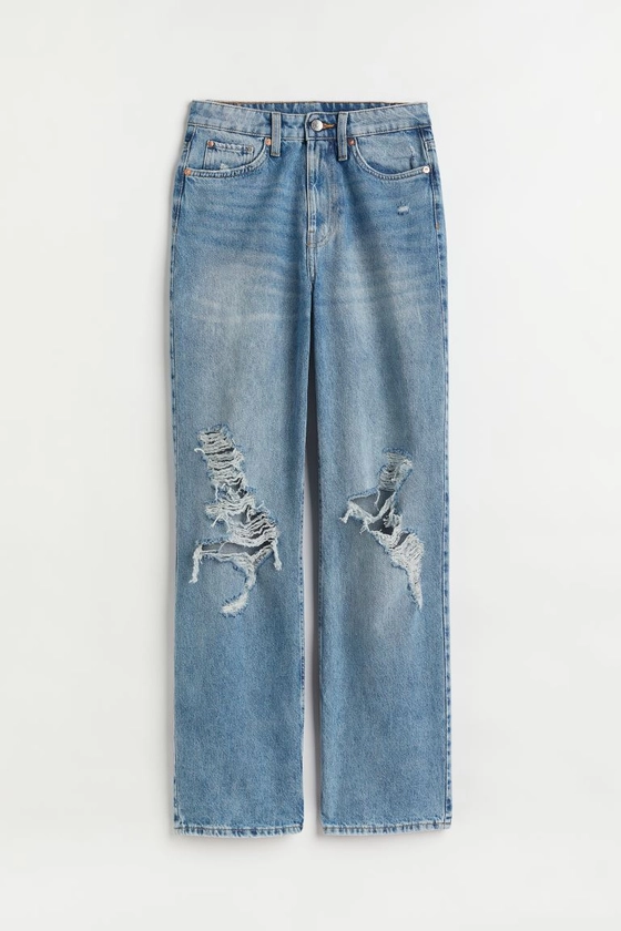 Loose Straight High Jeans - Blue - Ladies | H&M US
