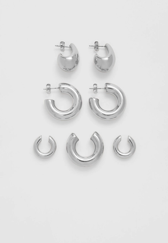 Pack 2 paires de boucles d’oreilles goutte, anneau et bijou d’oreilles - Mode femme | Stradivarius France