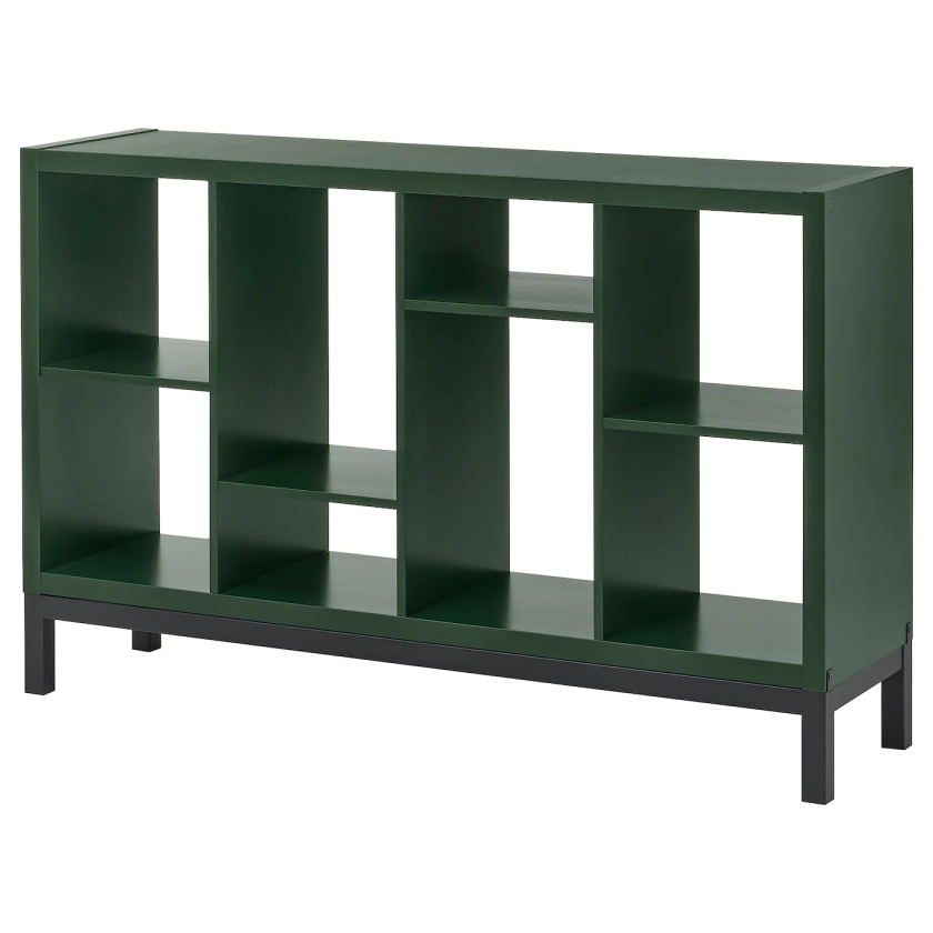 KALLAX shelving unit with underframe, dark green/black, 147x39x94 cm - IKEA