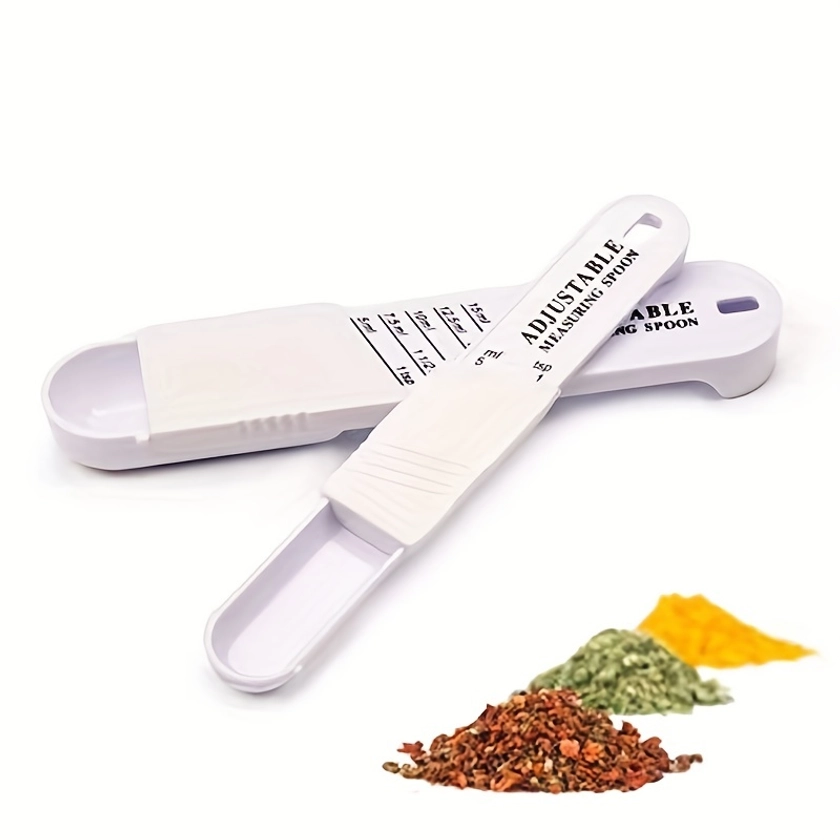 2pcs Adjustable Measuring Spoon Set - Perfect For Baking And Cooking - Measure Dry And Liquid Ingredients With Ease