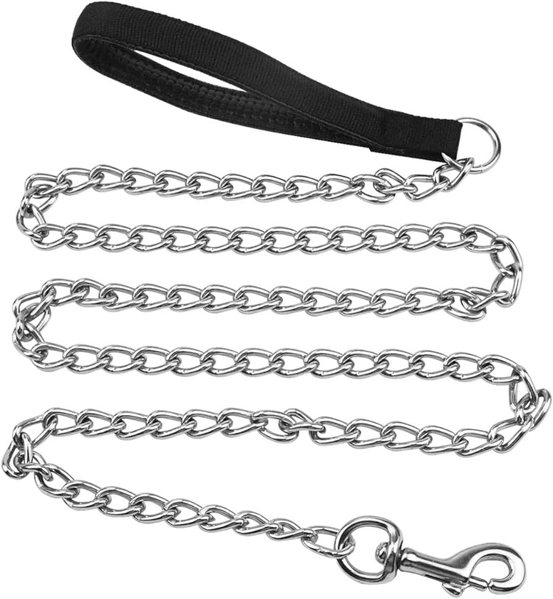 Jinlaili Heavy Duty Dog Lead Chain, Dog Chain Leads for Large Dogs Medium Dogs, 1.2M/4ft long, 4mm thick, Chew Proof Metal Dog Chain Leash with Comfortable Padded Handle (1.2M) : Amazon.co.uk: Pet Supplies