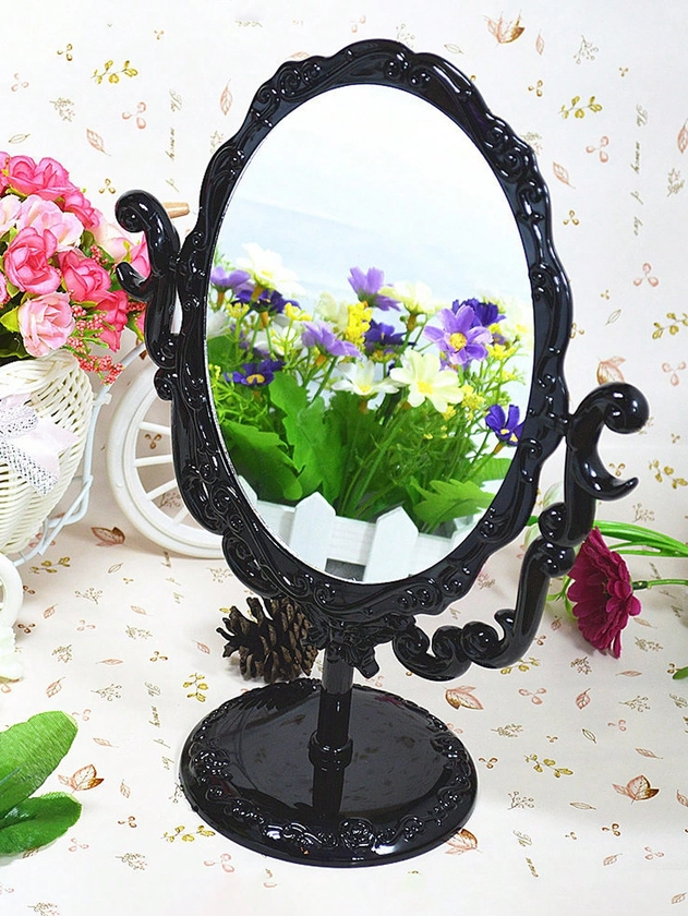 1pc Butterfly & Flower Pattern Rotating Tabletop Mirror, Vanity Mirror, Living Room Home Bedroom Bathroom House Decor, Travel Stuff, Wedding, Party, Birthday, Gifts For Men Mom Dad Best Friends Teacher, New Years, Accessaries, Funny Gift