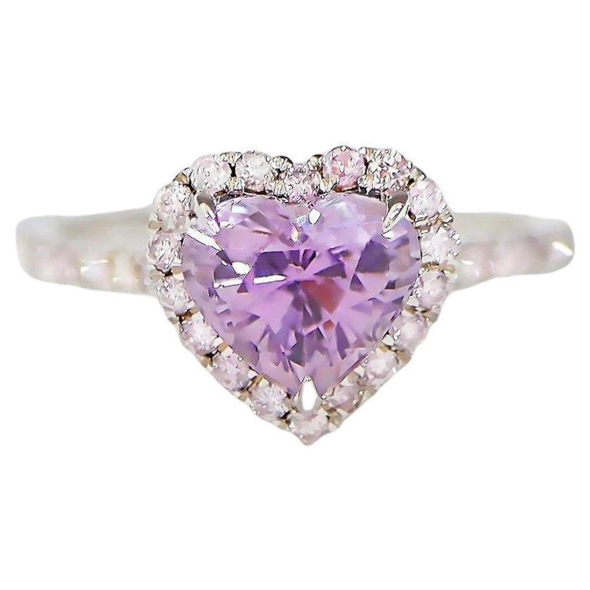 IGI 14K 1.73 Ct Purple Spinel&Pink Diamonds Antique Engagement Ring For Sale at 1stDibs
