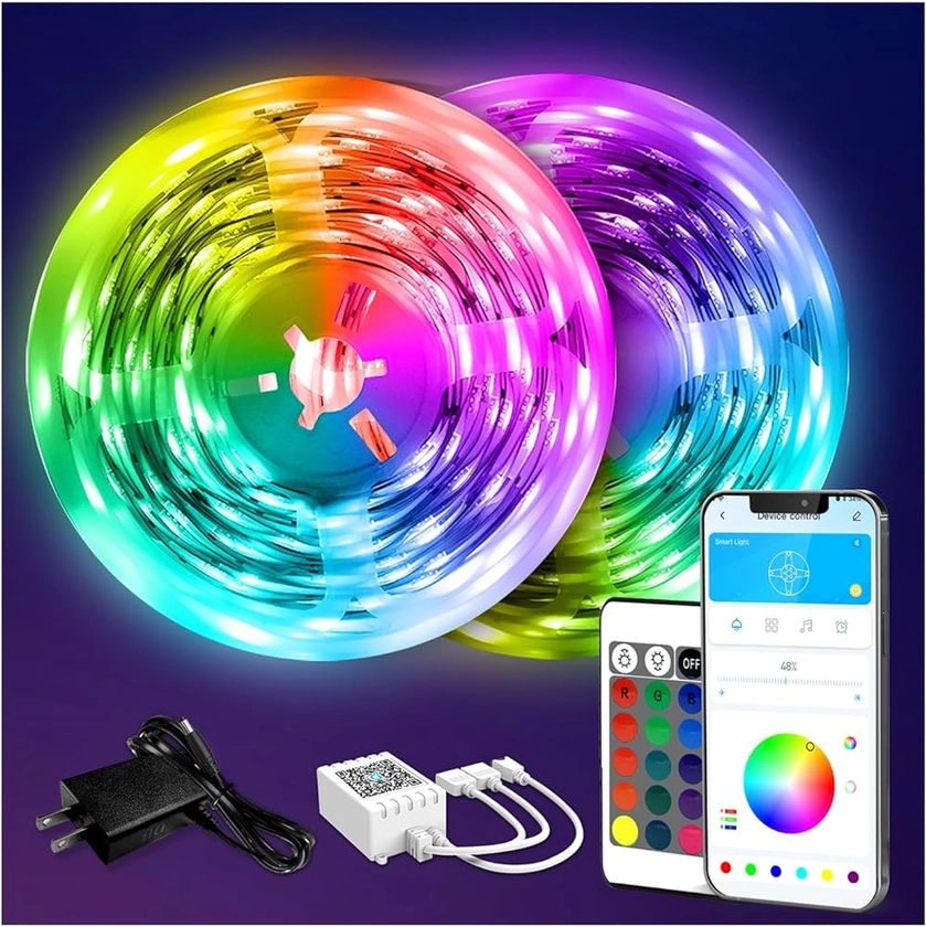 Amazon.com: DAYBETTER LED Strip Lights 130ft (2 Rolls of 65.6ft) Color Changing Lights Strip for Bedroom, Desk, Indoor Room Bedroom Brithday Gifts RGB Decor with Remote and 24V Power Supply : Tools & Home Improvement