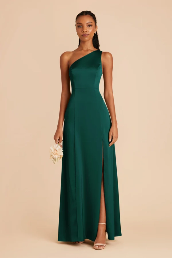 Kira Matte Satin Dress - Emerald