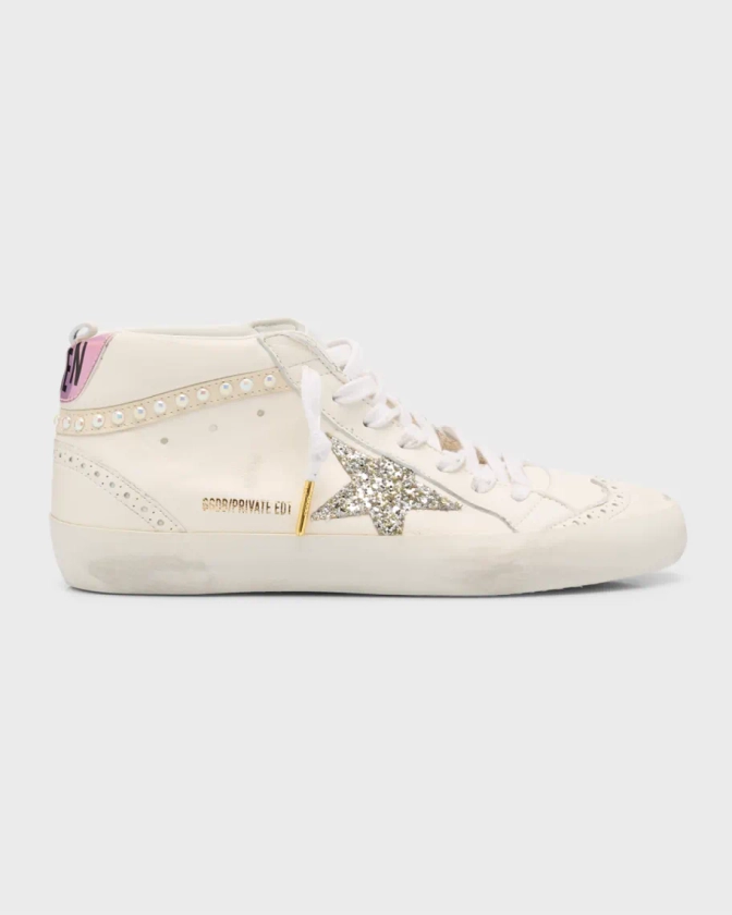 Golden Goose Midstar Leather Pearly Wing-Tip Sneakers