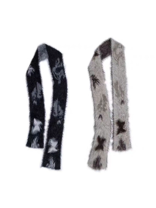 Vintage mink knitted thermal scarf | Byunli