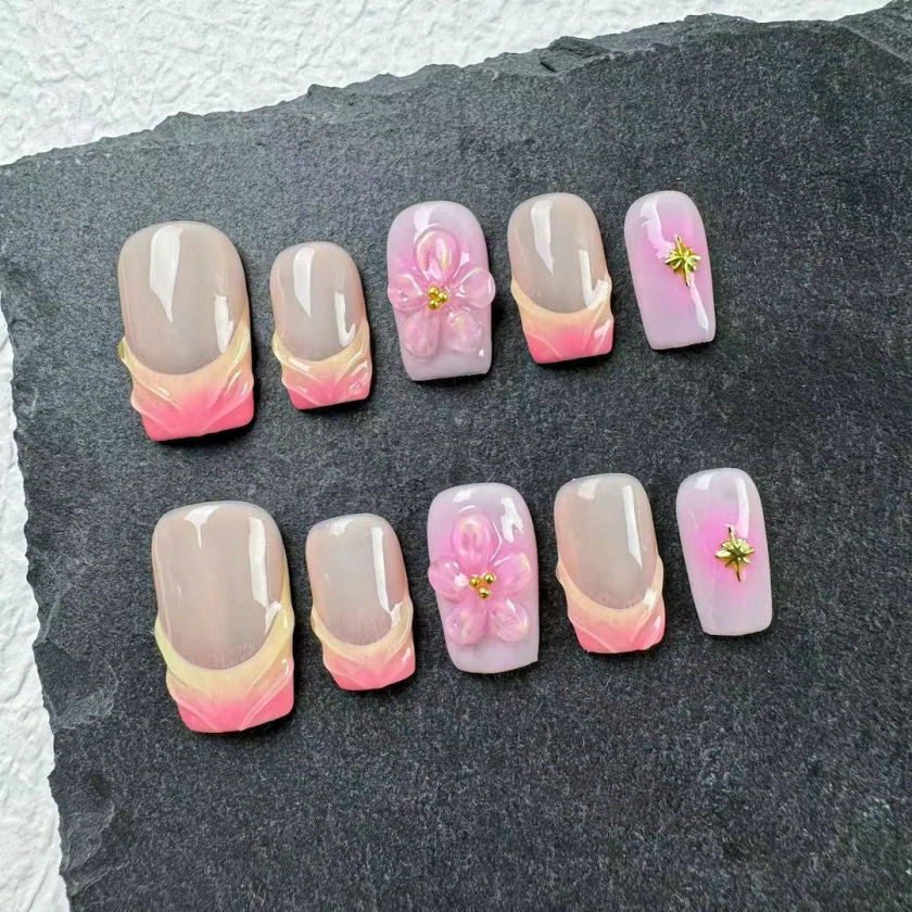 3D nails|gift nails|handmade nails|nails press on|hand painted nails|Faux Acrylic Nails|Gel Nails|custom press on nails