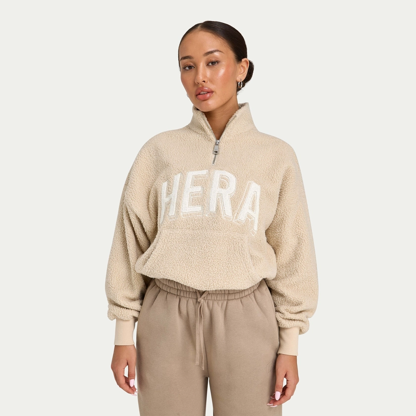 Womens 365 Borg Cropped Sweatshirt - Oatmeal | HERA Clothing